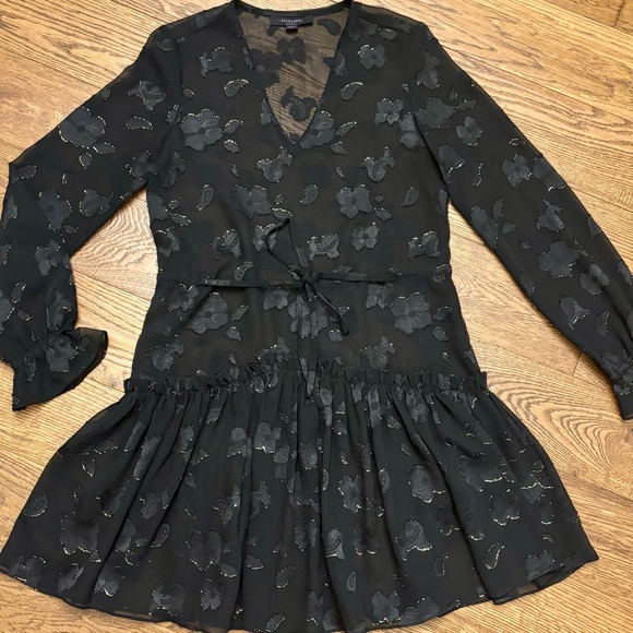 AllSaints Alia Flora Drop Waist Dress - Picture 15 of 16